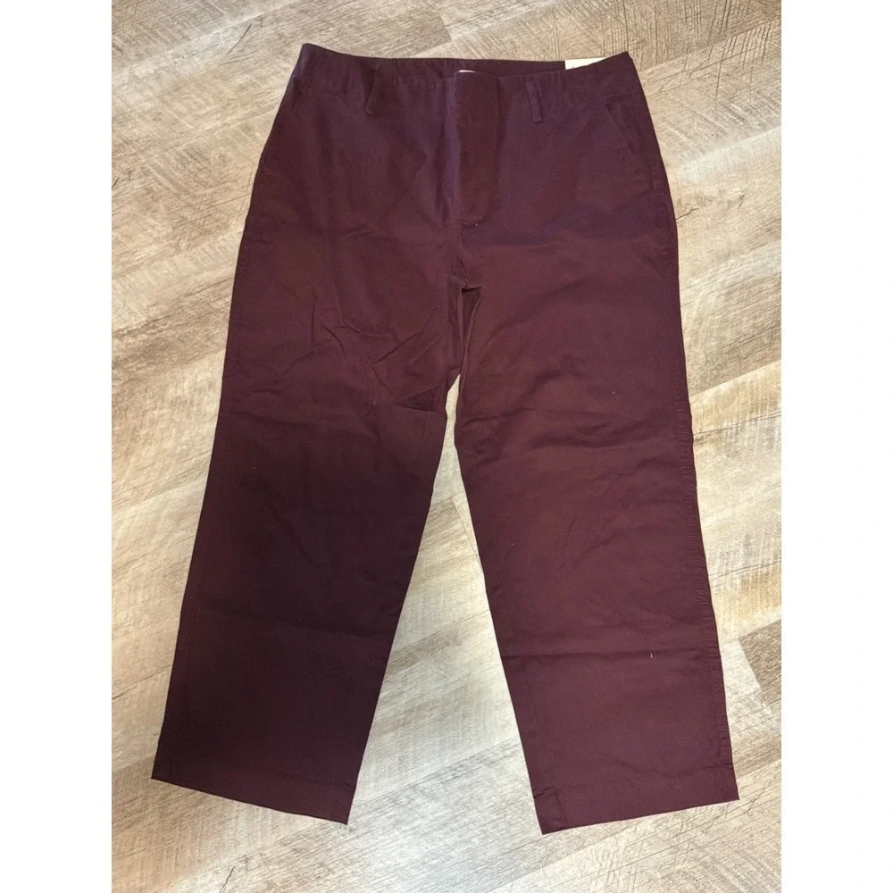 NWT A New Day Straight High Rise Stretch Chino Pants Burgundy Women's Size 17